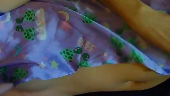Ugly asian cunt lies on bed